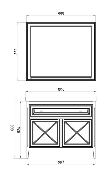 Зеркало (100х84)  ASB-Woodline Монте 100  10777